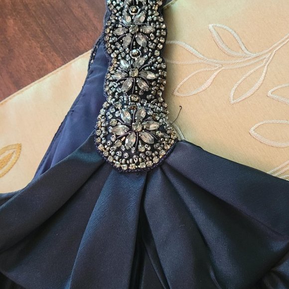 Teri Jon Blue Taffeta Gown, Petite Fit, available to ship on 2/1/23 - Picture 3 of 4